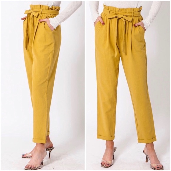 High waisted paper bag pants - Picture 4 of 5